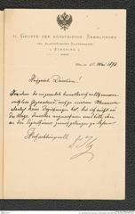 k.k. naturhistorisches Hofmuseum, Intendanzakten 1885-1896 (Hauer), Aktenzahl Z.364/1892, Seite 3